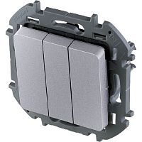 Выключатель без рамки Legrand Inspiria 3-кл. алюминий картинка
